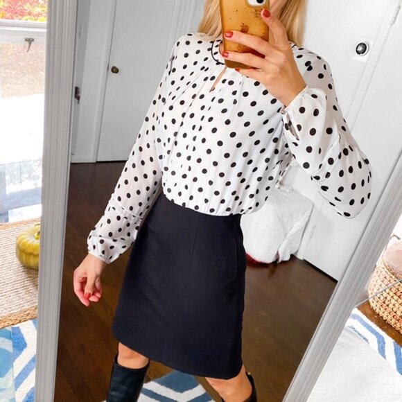 🔘 ZERO WHITE BLACK POLKA DOT FITTED DRESS! - Picture 3 of 16